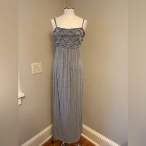 Max Studio Gray Maxi Dress with Geometric Detail